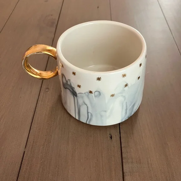 Anthropologie Night Sky Grey Blue Watercolor Drip Mug - Picture 3 of 8